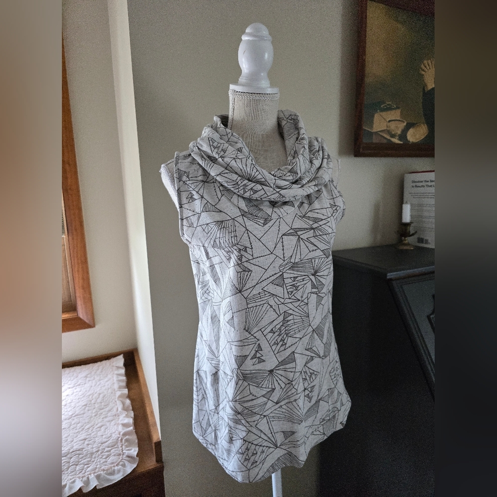 Grey state women's M cowlneck sleeveless Sweatshirt top cotton blend